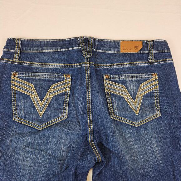 Vigoss Bermuda Jean Short Embroidered Denim Stretch Distressed Blue Frayed L 13 - Picture 3 of 11